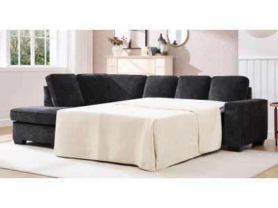 Avery Left Hand Facing Chaise Suite with Sofa Bed - Charcoal
