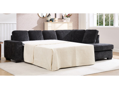 Avery Right Hand Facing Chaise Suite with Sofa Bed-Charcoal