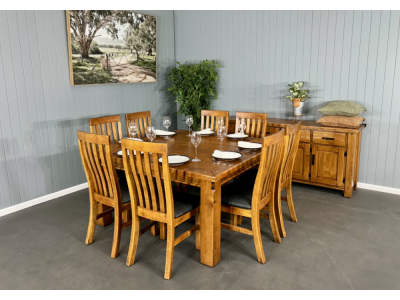 Woolshed 1500 9pce Dining Suite - Cushion Chairs