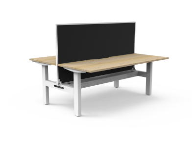 Boost Static Back to Back Workstation With Cable Tray & Screen - 1500mm