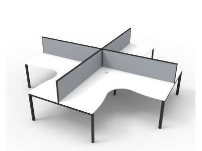 Deluxe 4 Person Corner Workstation with Screens - 1800mm x 1800mm
