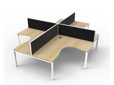 Deluxe 4 Person Corner Workstation with Screens - 1800mm x 1500mm