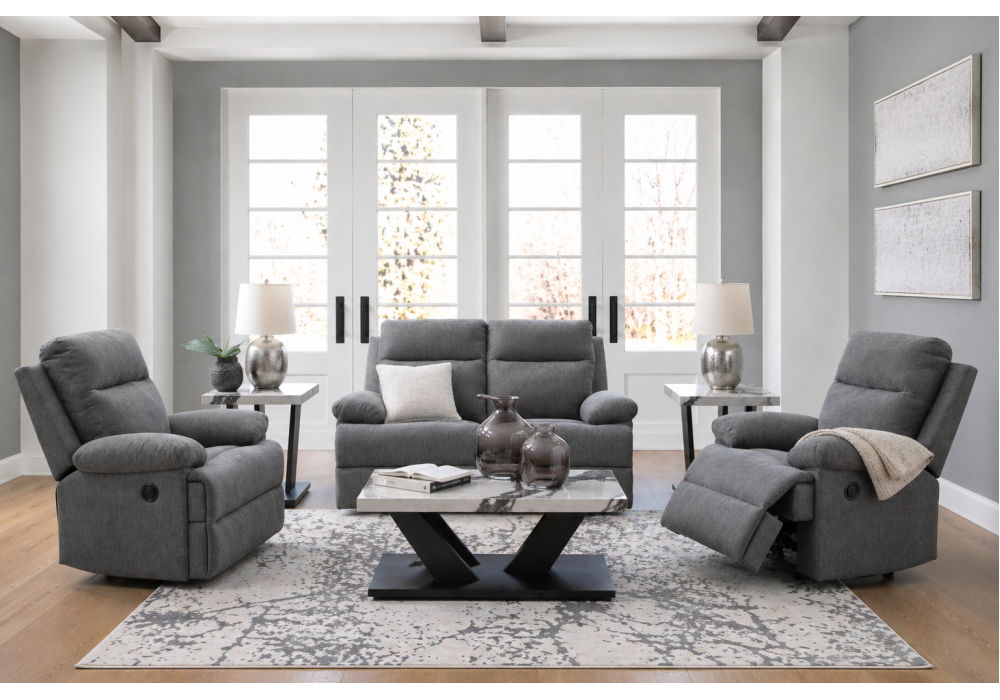 Bunbury 2 Seater + 2 Recliners Lounge Suite - Charcoal Bunbury 2 Seater + 2 Recliners Lounge Suite - Charcoal