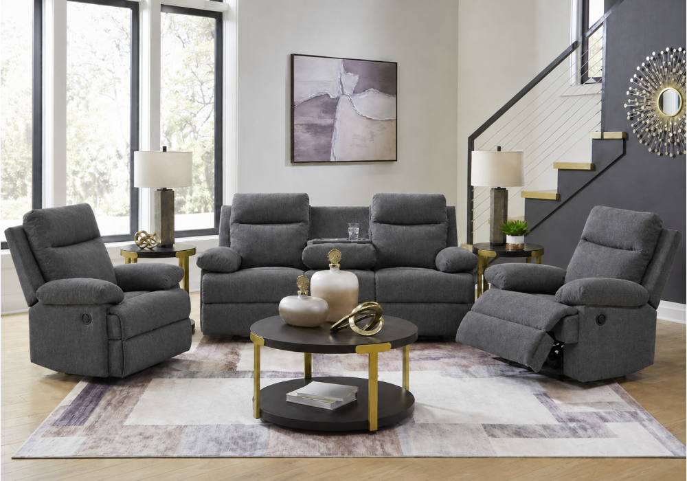 Bunbury 3 Seater + 2 Recliners Lounge Suite - Charcoal Bunbury 3 Seater + 2 Recliners Lounge Suite - Charcoal