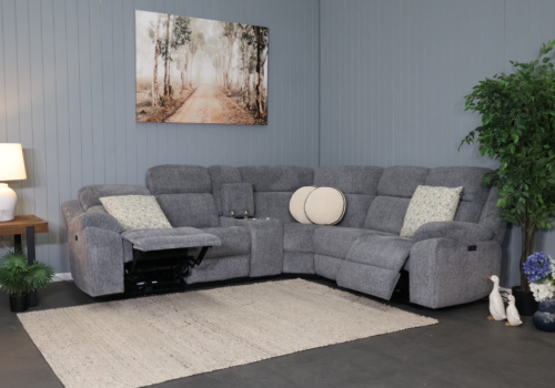 Coolabah Corner with Electric End Recliners Pewter