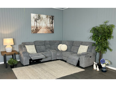 Coolabah Corner with Electric End Recliners Pewter