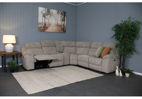 Coolabah Corner with Electric End Recliners Khaki