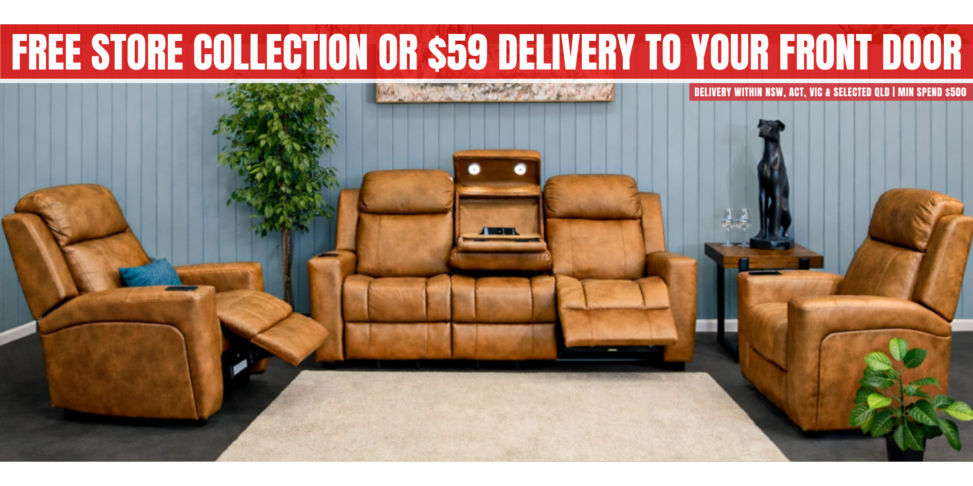 Wrangler Electric 3 Seater + 2 Recliners Home Theatre Suite 