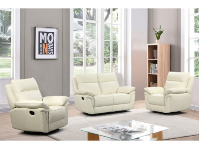 Matteo Leather 2 Seater + 2 Recliners Lounge Suite-cream