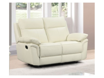 Matteo Leather 2 Seater Reclining Lounge - Cream