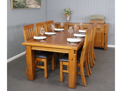 Woolshed 1800 7pce Dining Suite - Timber Chairs