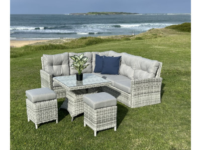 Worcester Corner Lounge Setting In Table & Stools