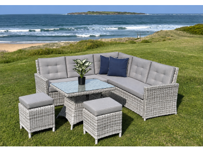 Worcester Corner Lounge Setting In Table & Stools